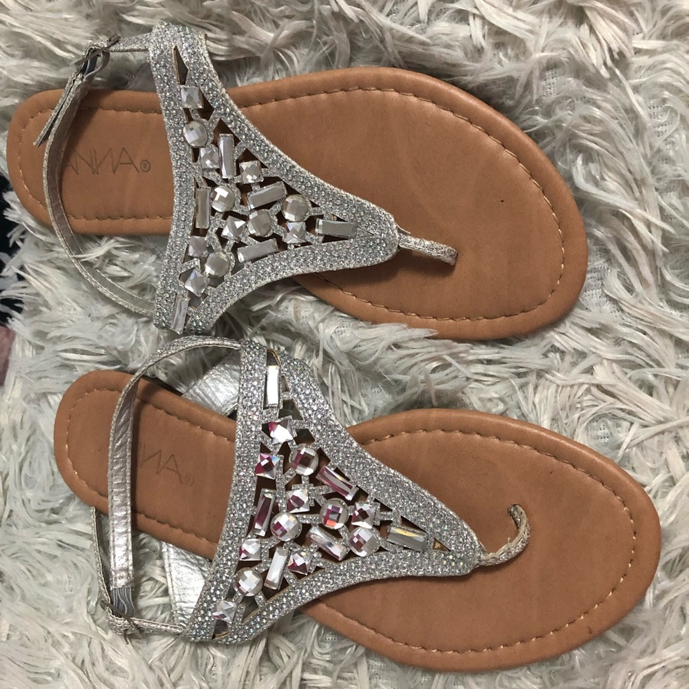 Silver rhinestone sandals